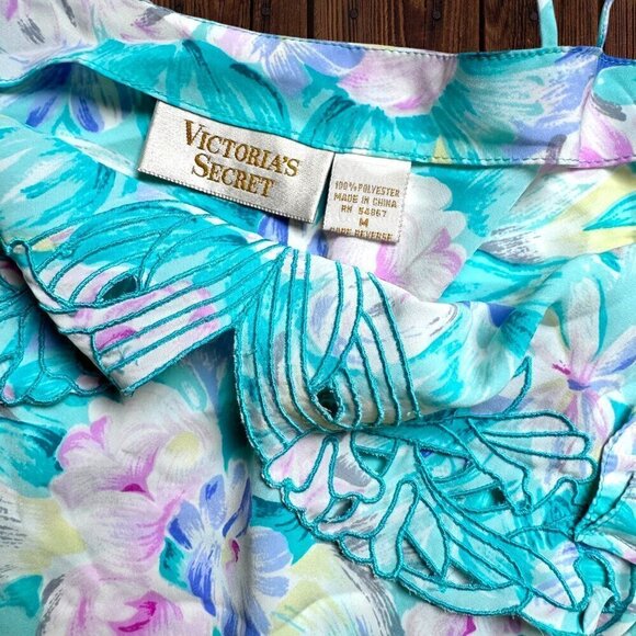 Vintage Victorias Secret Gold Label Satin Floral Cami Tap Pant Set 90s M - Picture 4 of 4